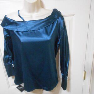 Women's Blue Satin Blouse